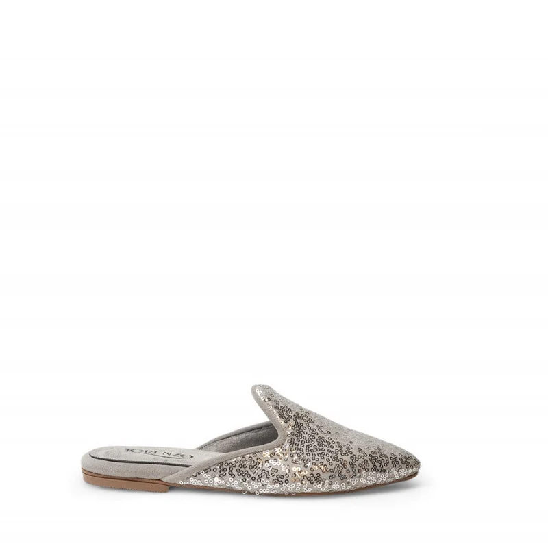 Women Silver Glitter Mules #3099