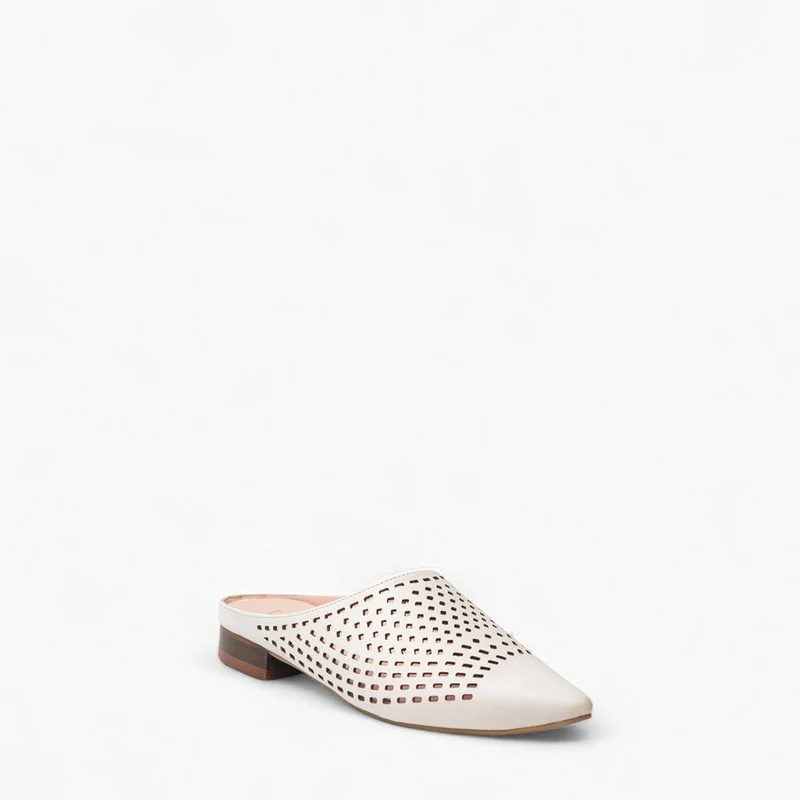 Women white Leather Mules #3084