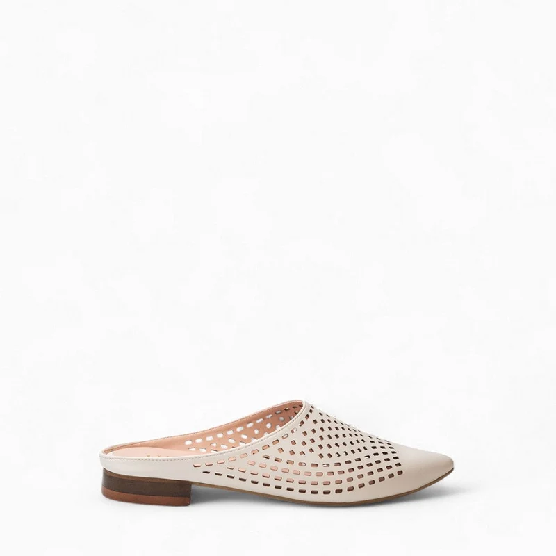 Women white Leather Mules #3084