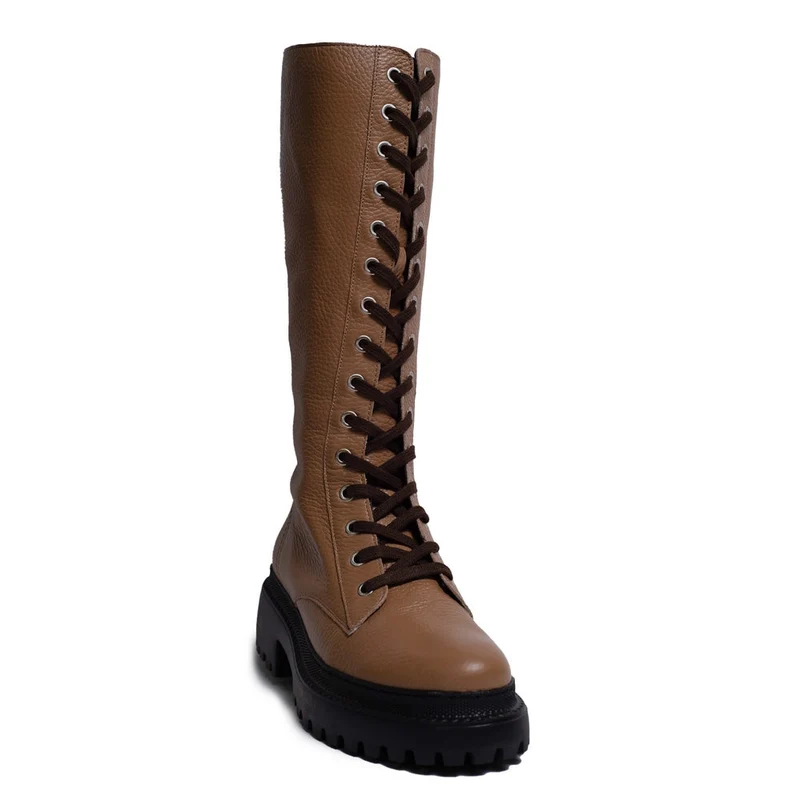 Spanish Women Beige Leather Boot #0302