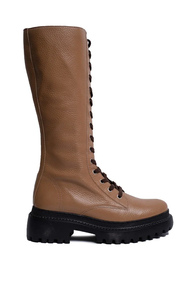 Spanish Women Beige Leather Boot #0302