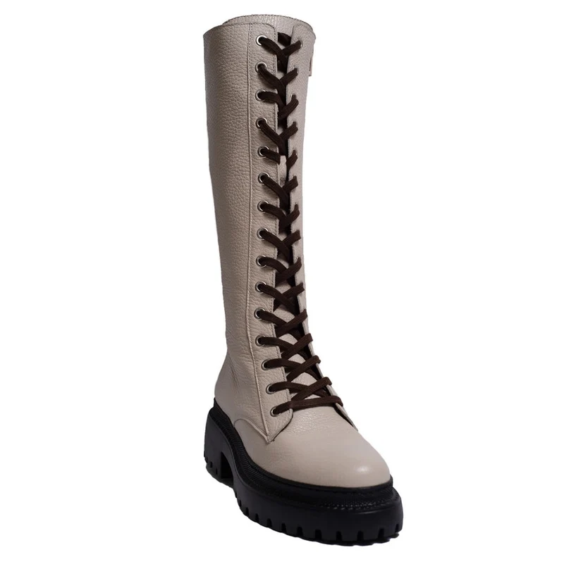Spanish Women Creamy Leather Boots #0301