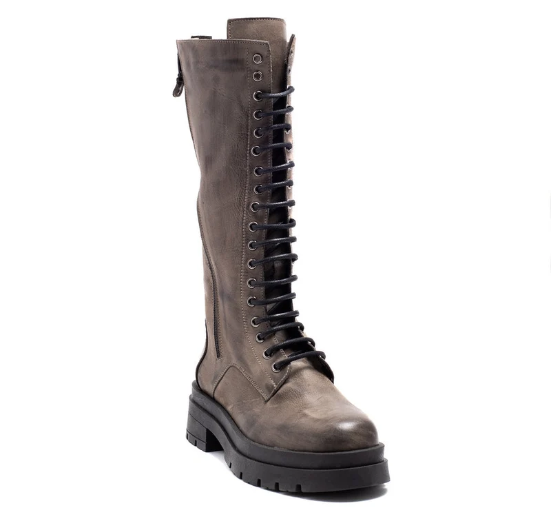 Italian Women Grey Leather Boots #0108