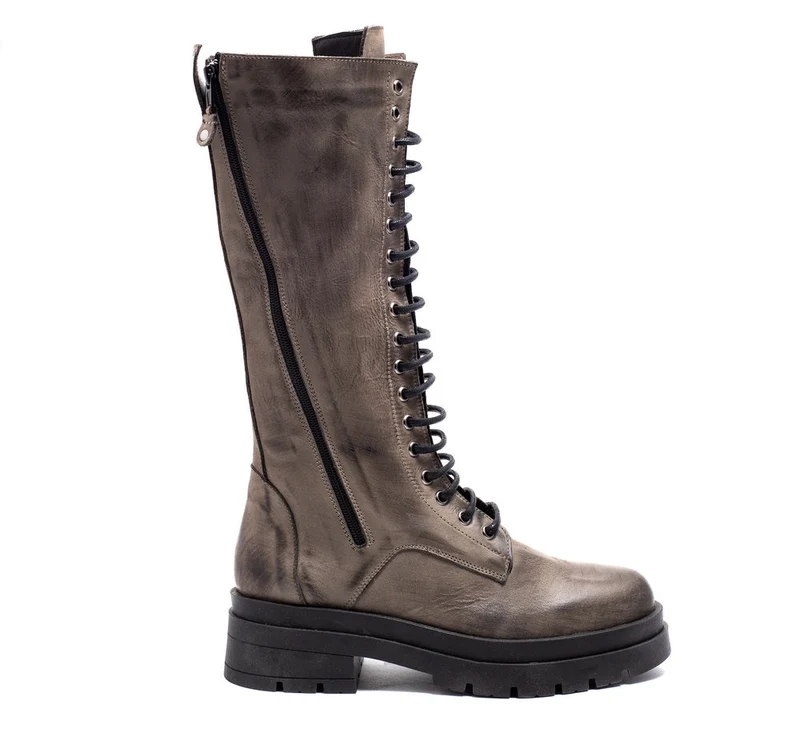 Italian Women Grey Leather Boots #0108