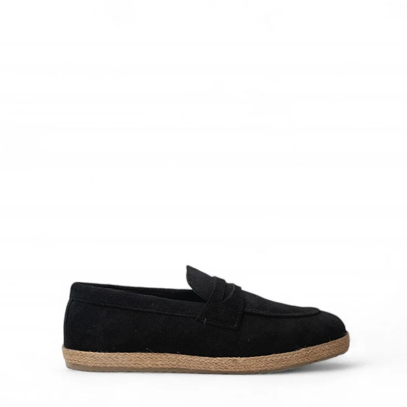 Men Black Chamois Espadrilles #4610