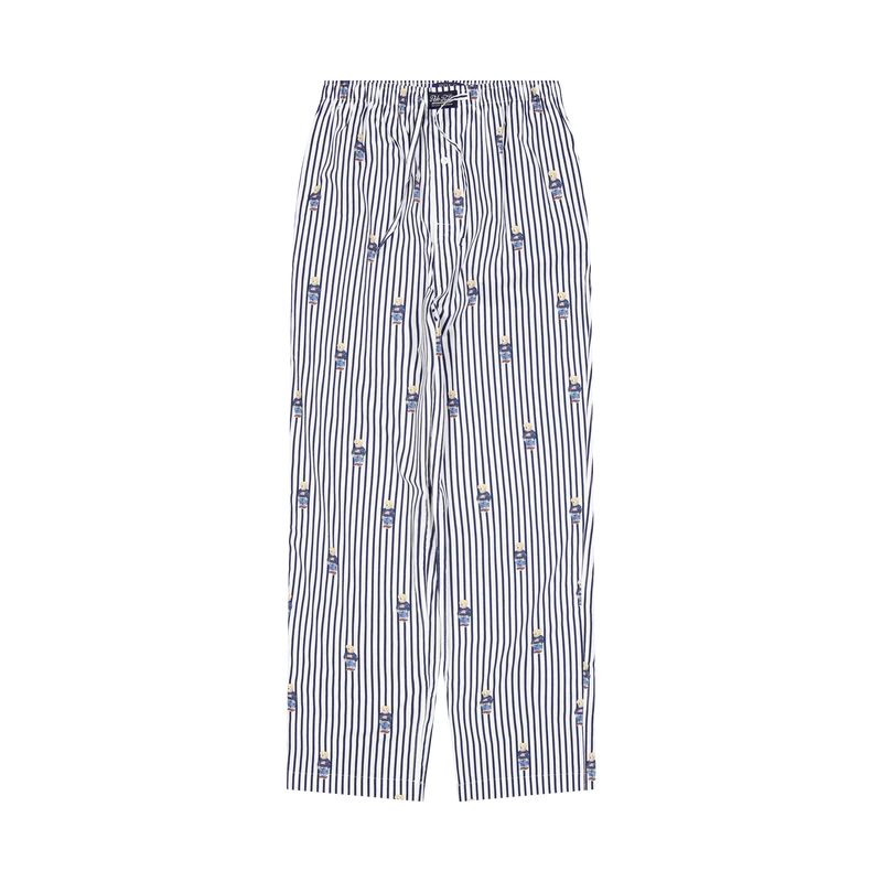 Striped Cotton Pajama Set Navy Stripe Bear