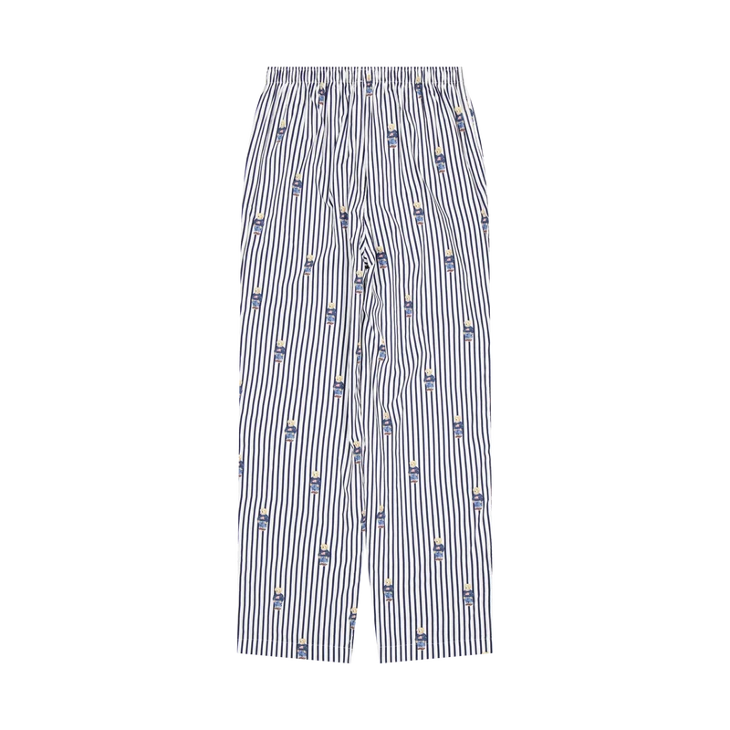 Striped Cotton Pajama Set Navy Stripe Bear