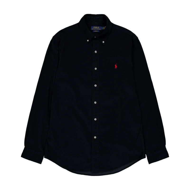 Custom Fit Corduroy Shirt Polo Black