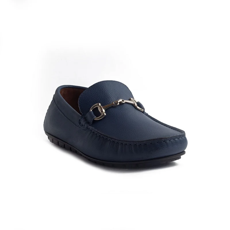Italian Men Blue Leather Espadrilles #4215