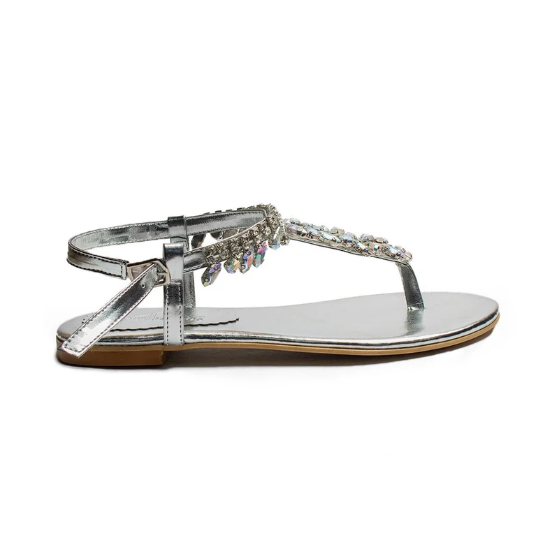 Turkish Women Silver Leather Sandal #2169