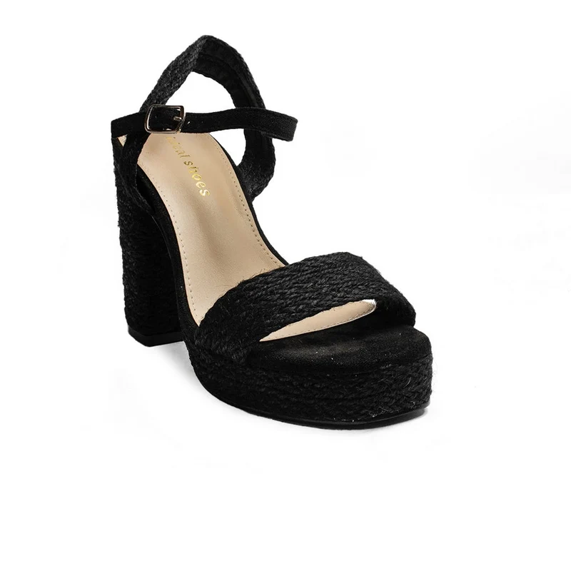 Europeon Union Women Black Wicker Sandal #1902