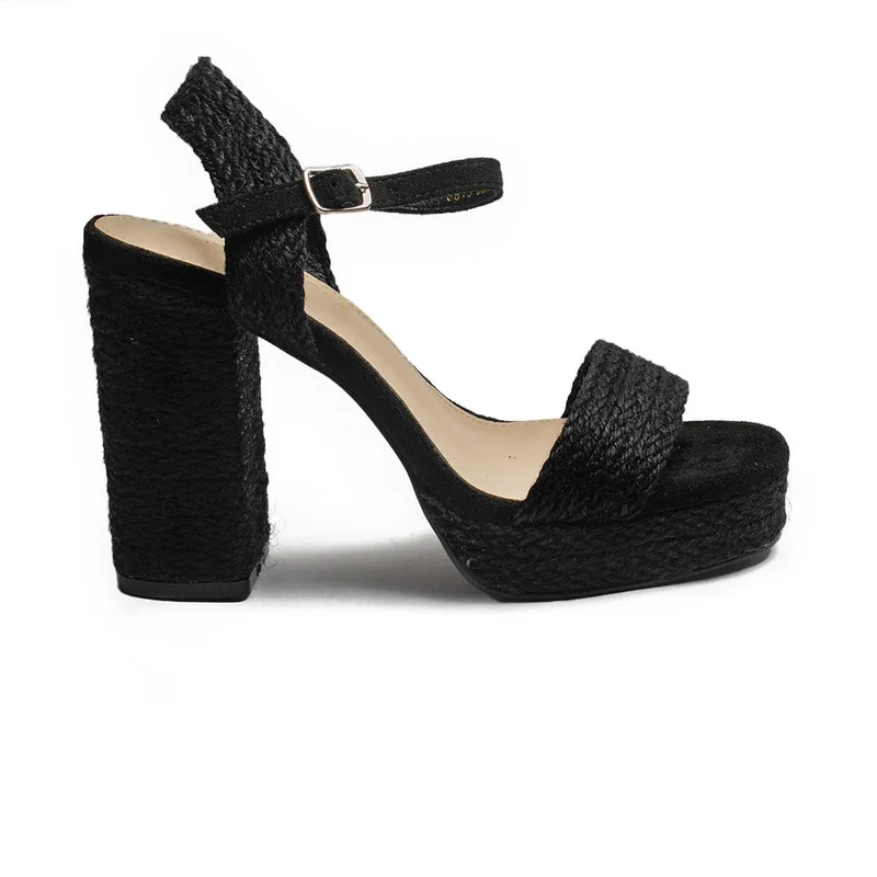 Europeon Union Women Black Wicker Sandal #1902