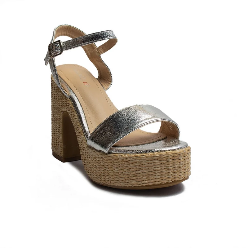 Europeon Union Women Silver Leather Sandal #1899