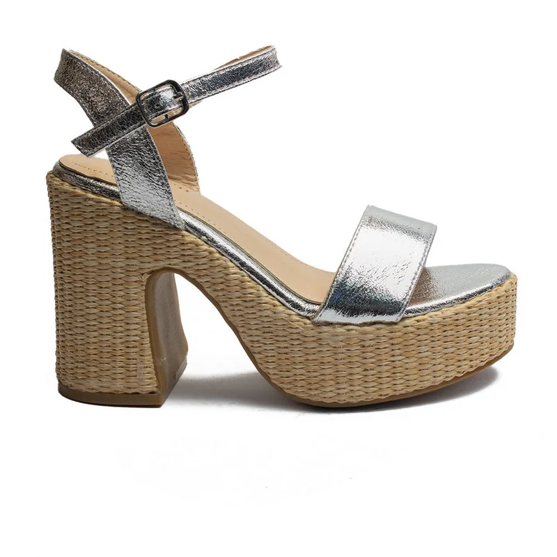 Europeon Union Women Silver Leather Sandal #1899