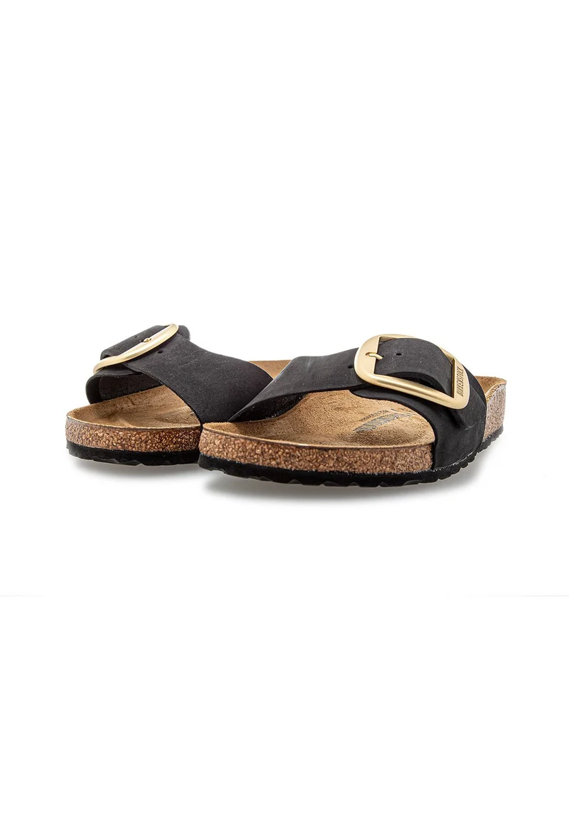 Madrid Big Buckle Nubuk Leather black