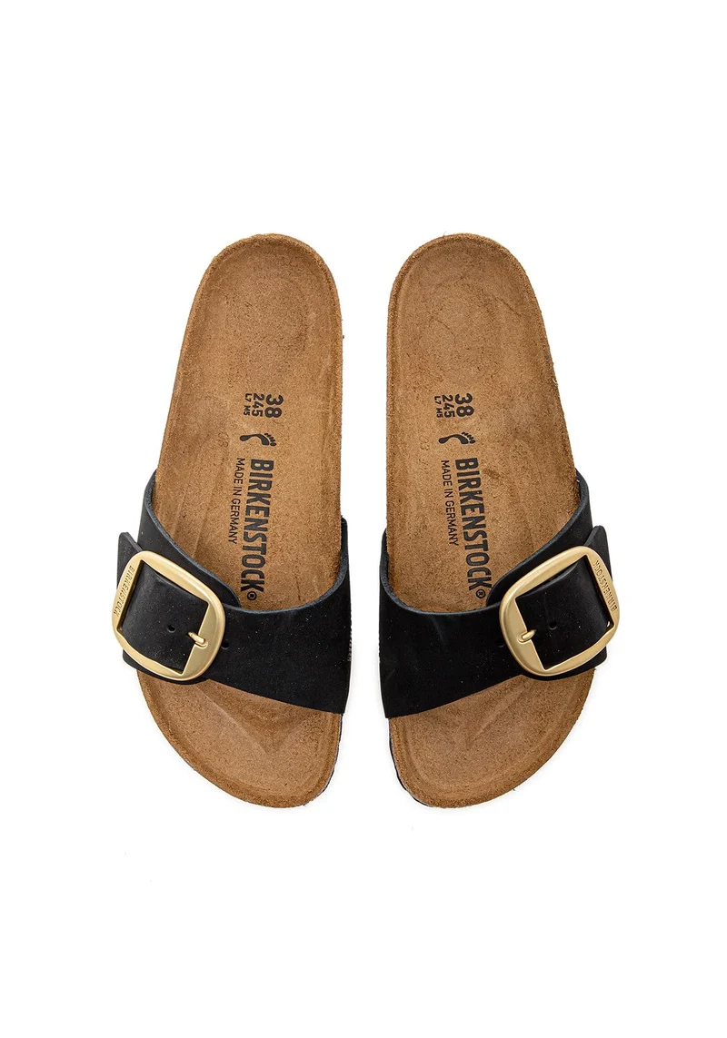 Madrid Big Buckle Nubuk Leather black