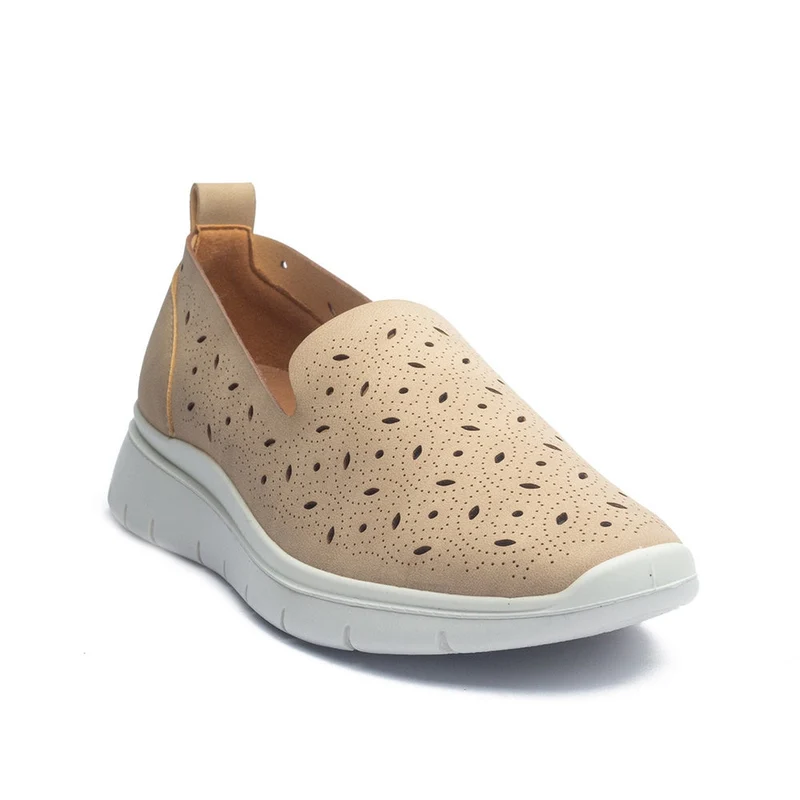 Italian Women Beige Leather Espadrilles #1026