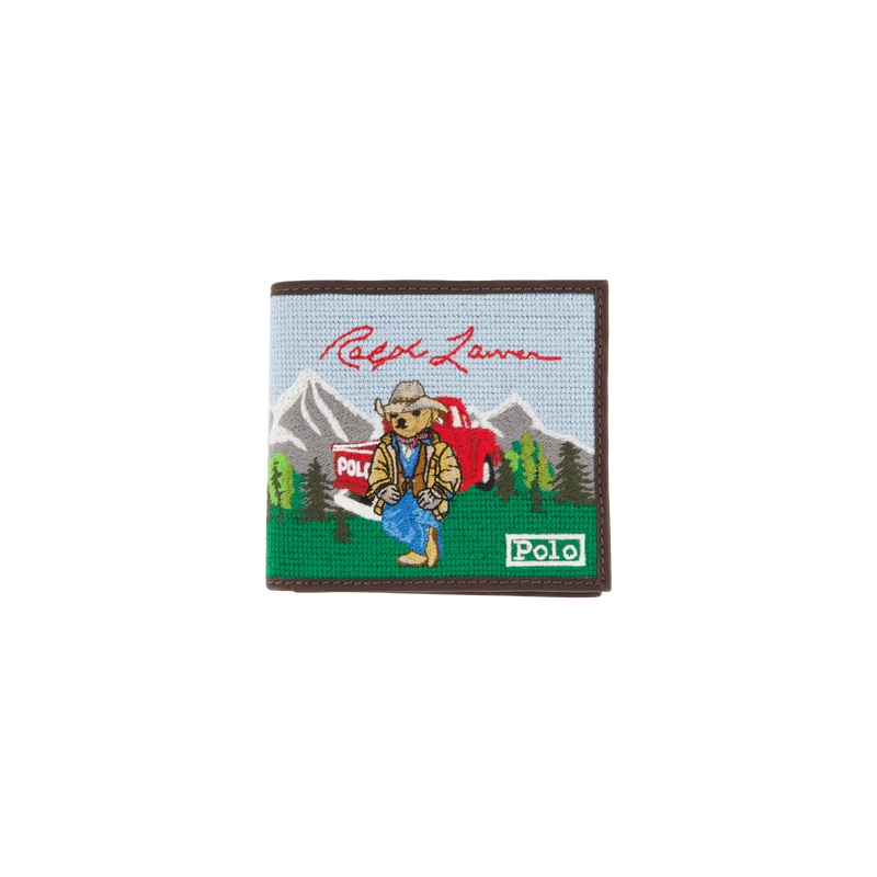 Polo Bear Western Needlepoint Wallet Multi