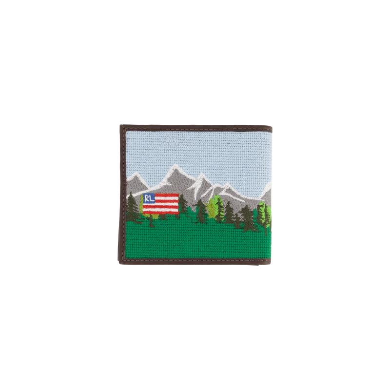 Polo Bear Western Needlepoint Wallet Multi