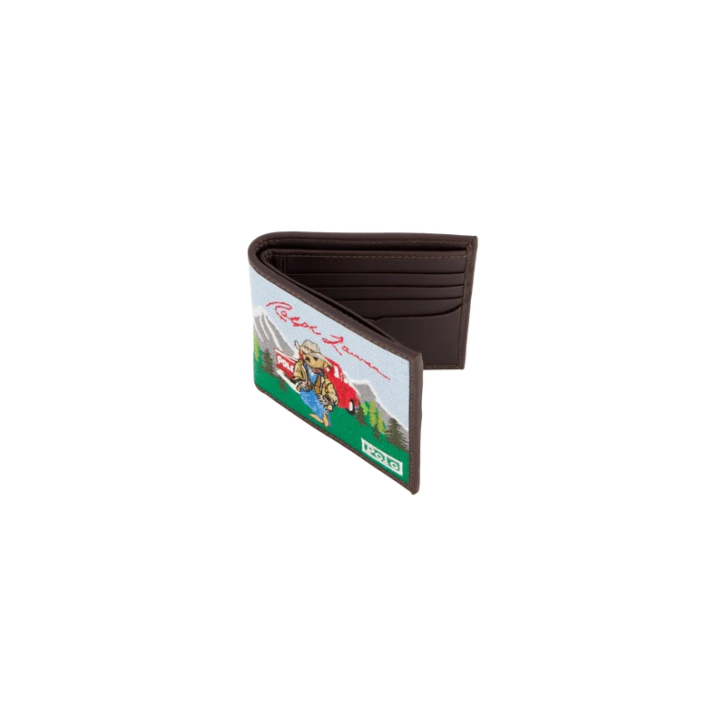 Polo Bear Western Needlepoint Wallet Multi