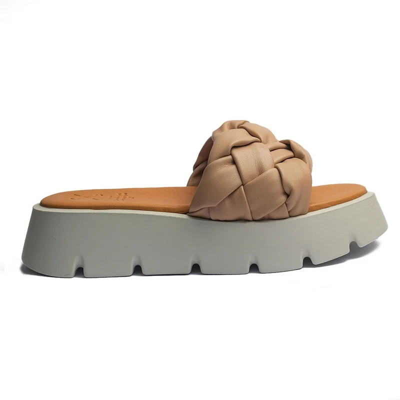 Spanish Women Beige Leather Wedges #1499