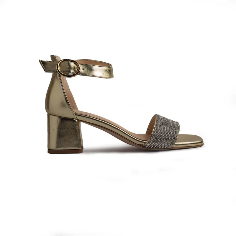 Italian Women Gold Leather Soiree Sandal #1320