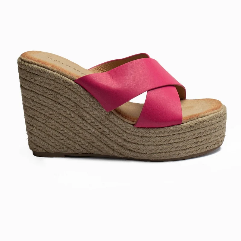 Europeon Union Women Fuchia Leather Wedges #1895