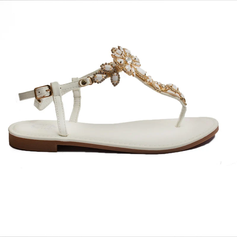 Europeon Union Women White Leather Sandal #1867