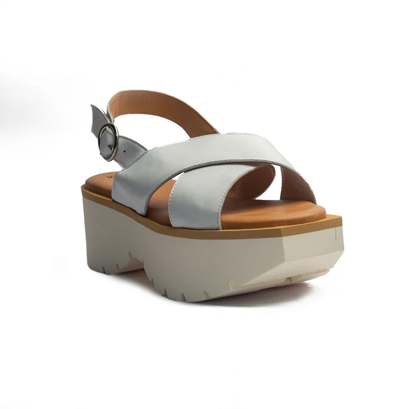 Spanish Women white Leather Sandal #1493