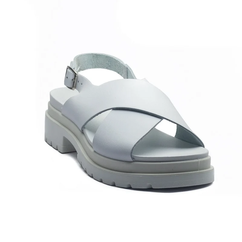 Italian Women White Leather Sandal #1125