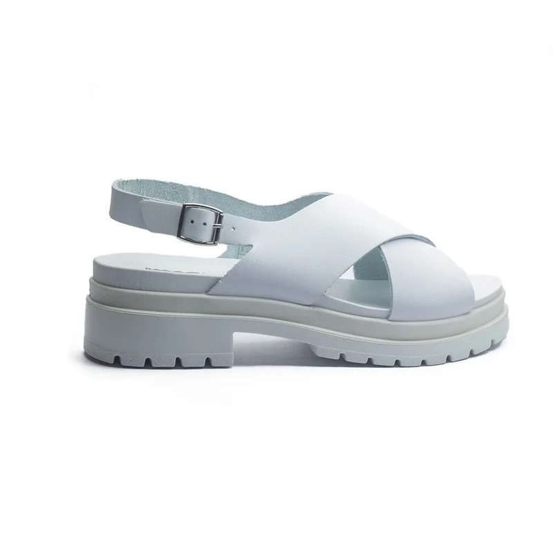Italian Women White Leather Sandal #1125