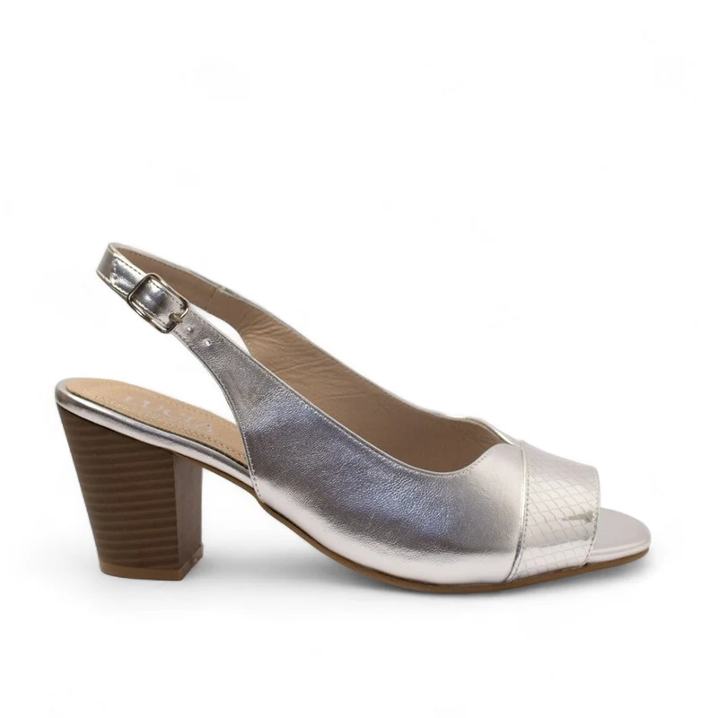 Women Silver Leather Sandal #2759
