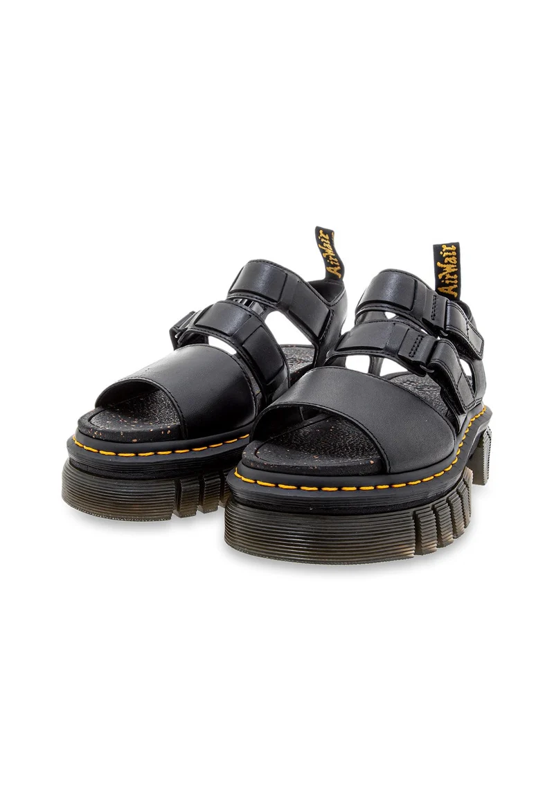 Ricki 3-Strap Sandal Black Nappa Lux