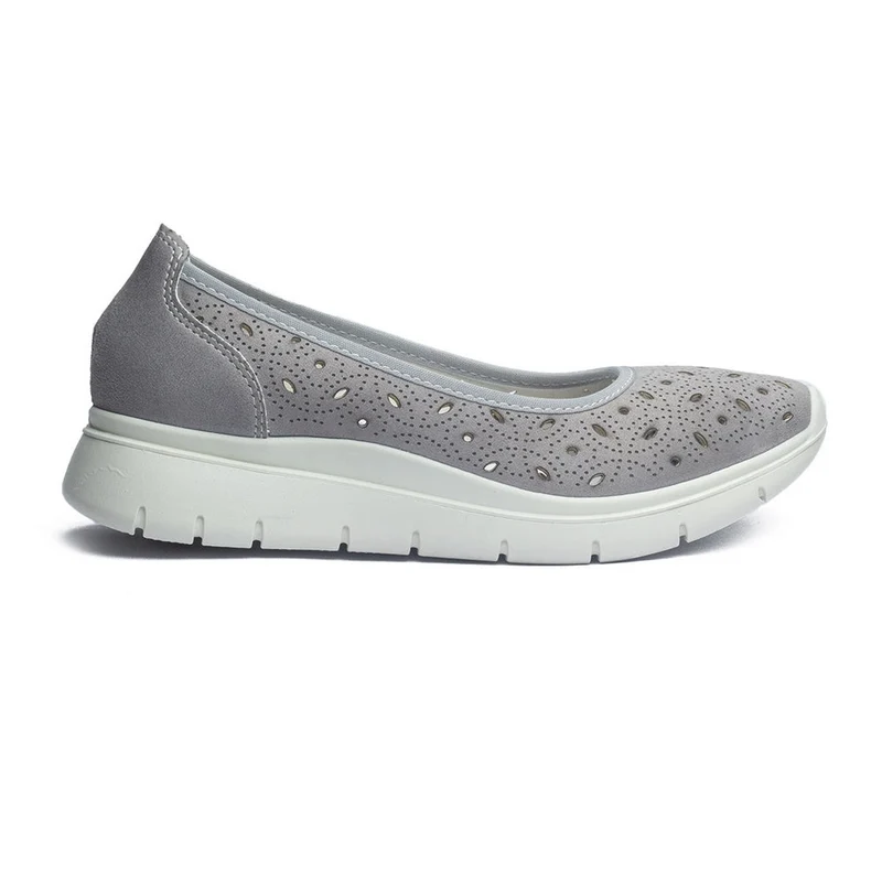 Italian Women Grey Leather Espadrilles #1022