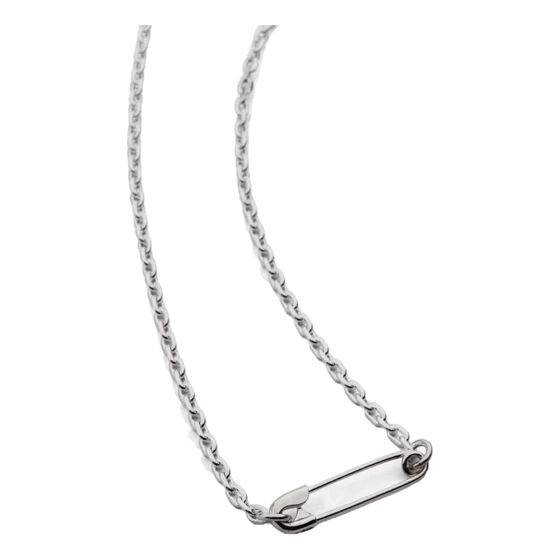 Silver Safety Pin Necklace Silver