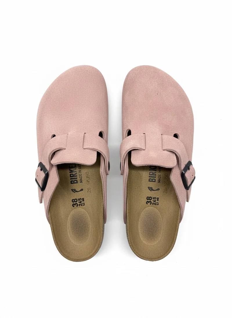 Boston Suede Leather Unisex Narrow pink clay
