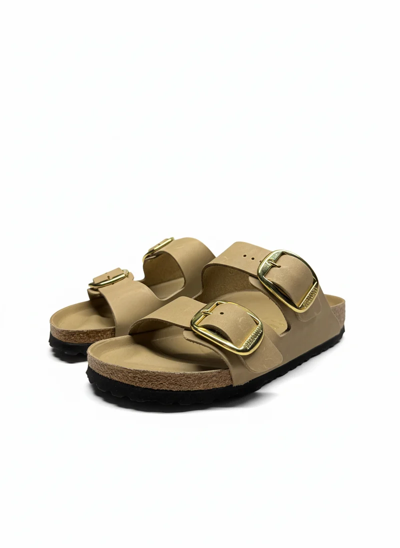 Arizona Big Buckle Oiled Leather Women Narrow tabacco brown