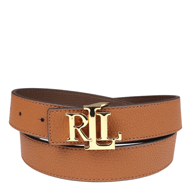 Reversible Logo Leather Belt Ltn/Dkbr