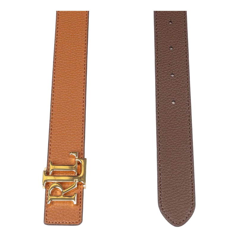 Reversible Logo Leather Belt Ltn/Dkbr