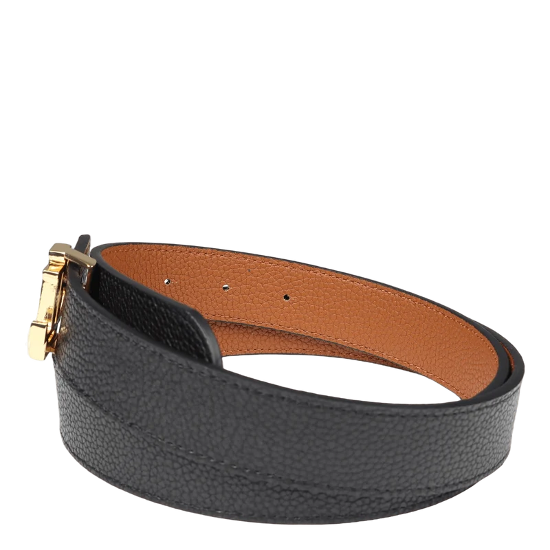 Reversible Logo Leather Belt Blk/Tan