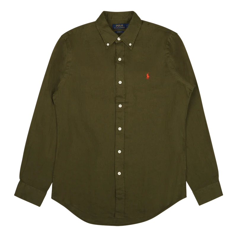 Custom Fit Linen Shirt Dark Sage