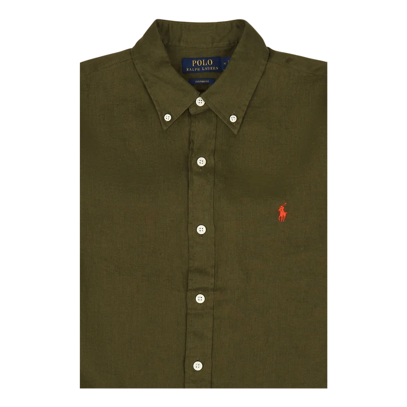 Custom Fit Linen Shirt Dark Sage