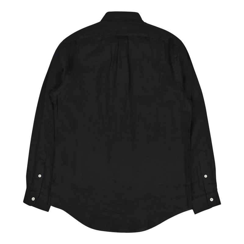 Custom Fit Linen Shirt Polo Black