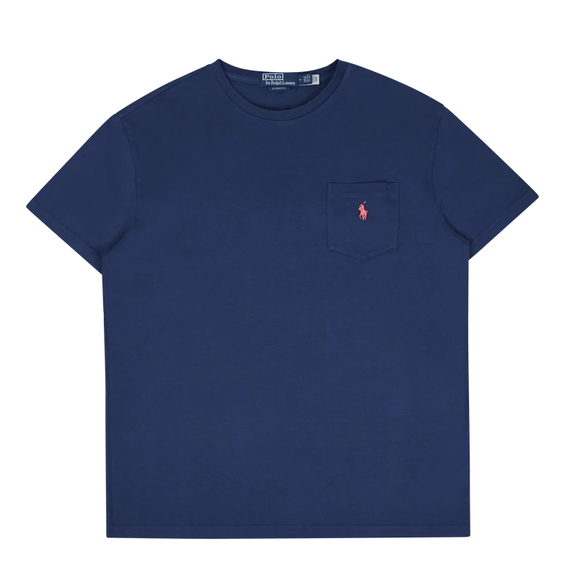 Classic Fit Cotton-Linen Pocket T-Shirt Light Navy