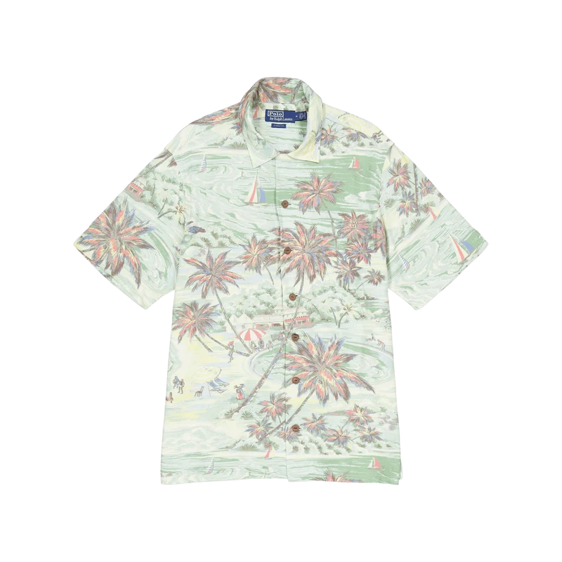 Classic Fit Printed Poplin Camp Shirt Hawaiian Beach Bazaar