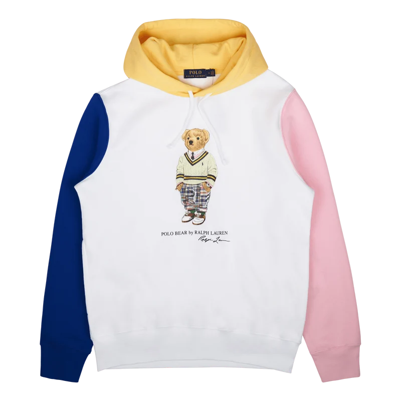 Polo Bear Color-Blocked Fleece Hoodie Sp23 White Mlt Prp Hptn Bear