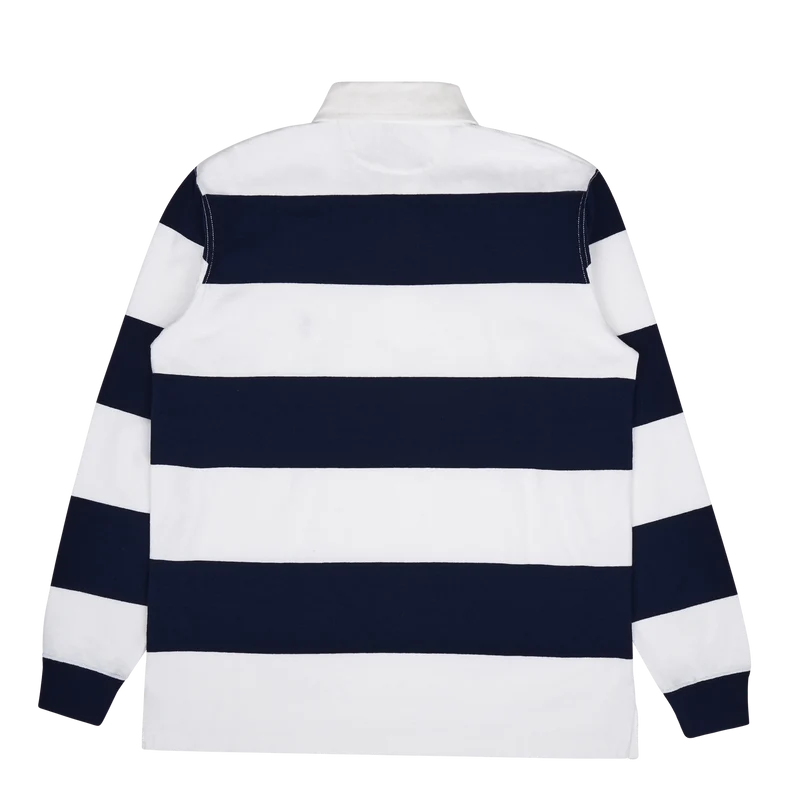 Classic Fit Striped Jersey Rugby Shirt Newport Navy/White