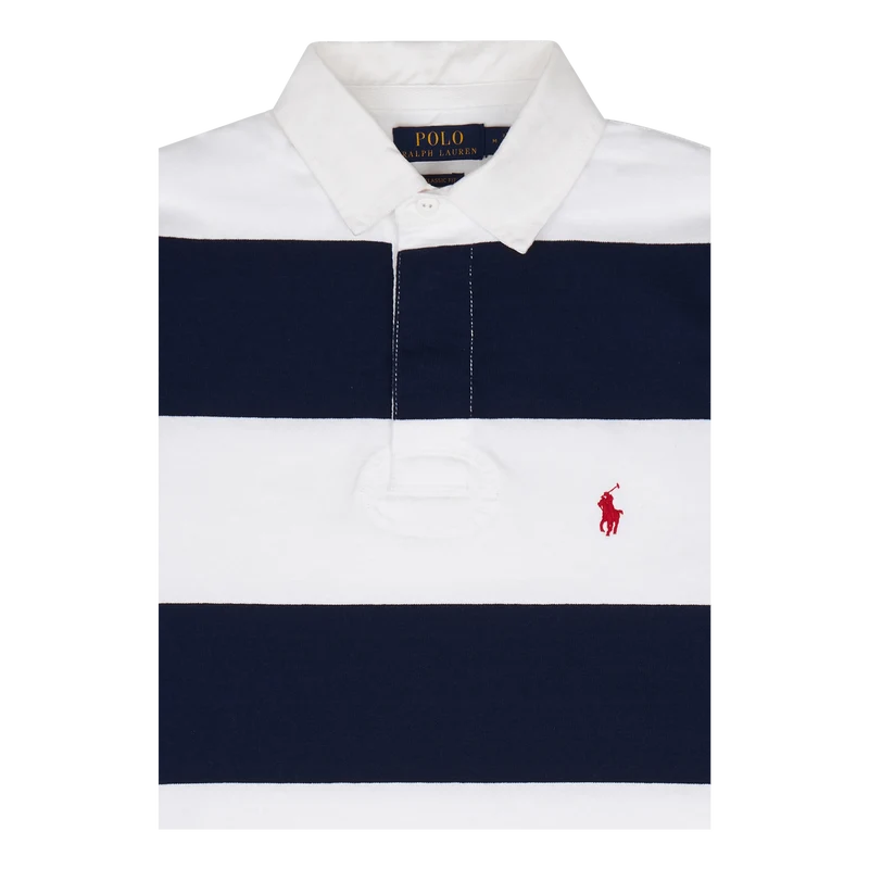 Classic Fit Striped Jersey Rugby Shirt Newport Navy/White