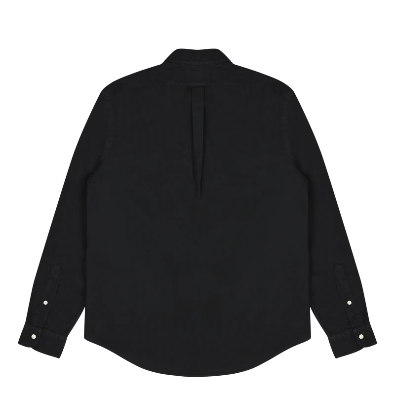 Slim Fit Garment-Dyed Oxford Shirt Polo Black