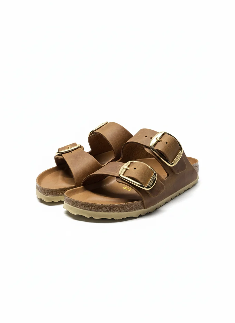 Arizona Big Buckle Oiled Leather Women Narrow cognac